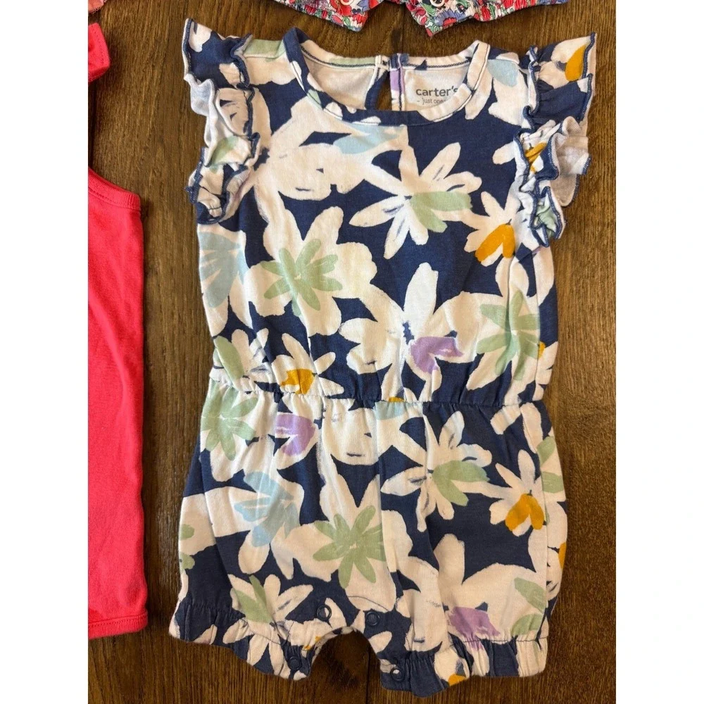 Carters‎ Baby Girl 6 Months Clothes Lot Romper Shorts Summer Outfits Flowers Big